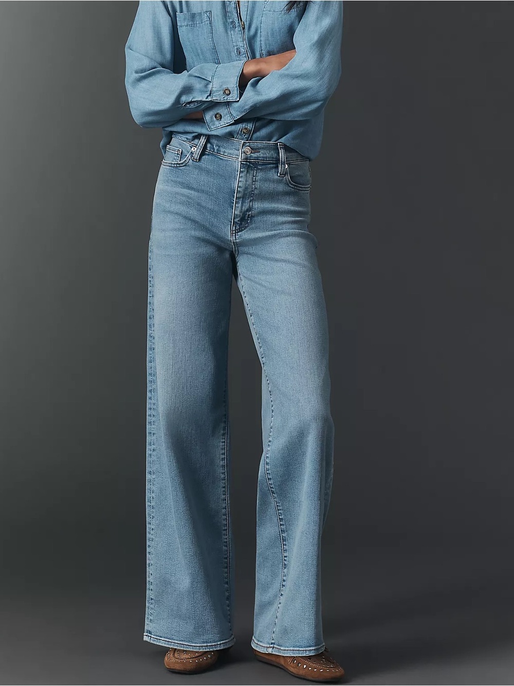 FRAME Le Slim Palazzo Wide Leg Jeans Women’s Size 28 High Rise Blue Denim